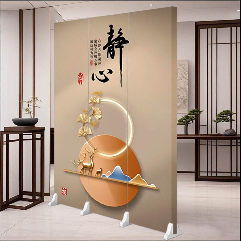 新中式屏风隔断客厅玄关卧室床正对入户门遮挡装饰折叠移动可定制