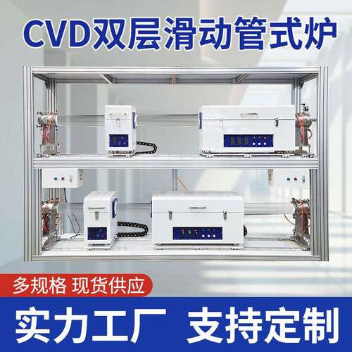 双层CVD滑动水平管式电炉化学气象沉积炉电机驱动实验室设备