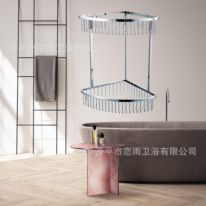 开平网篮厂家304不锈钢转角架挂篮双层浴室置物架23CM外贸出口