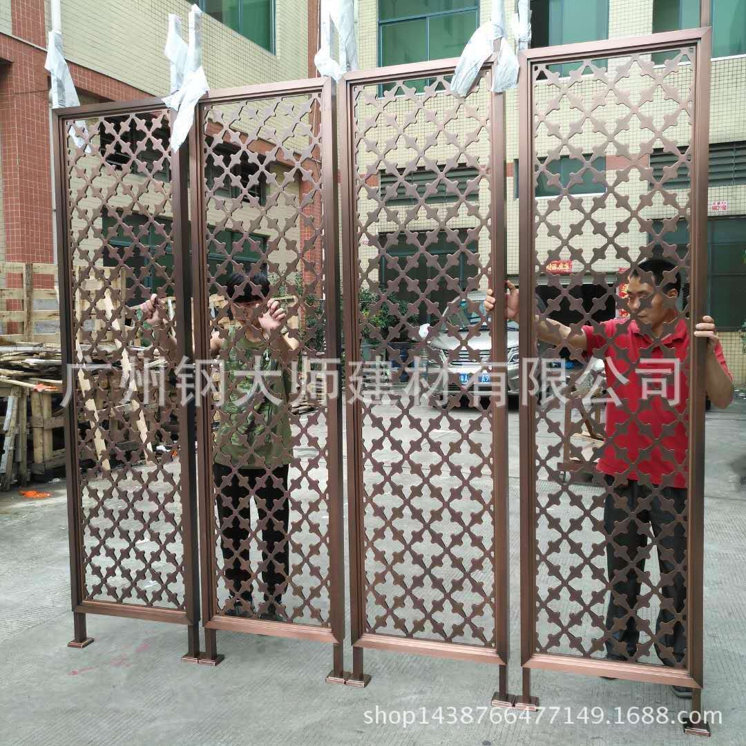 不锈钢玫瑰金镜面金属花格酒店大堂装饰墙背景移动折叠屏风玄关