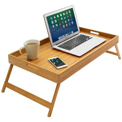 Laptop Desk Bamboo Foldable Breakfast Serving Bed Tray Porta