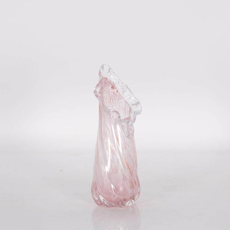 彩色手工玻璃花瓶摆件家居工艺品琉璃装饰白菜瓶花边口装饰碗摆件
