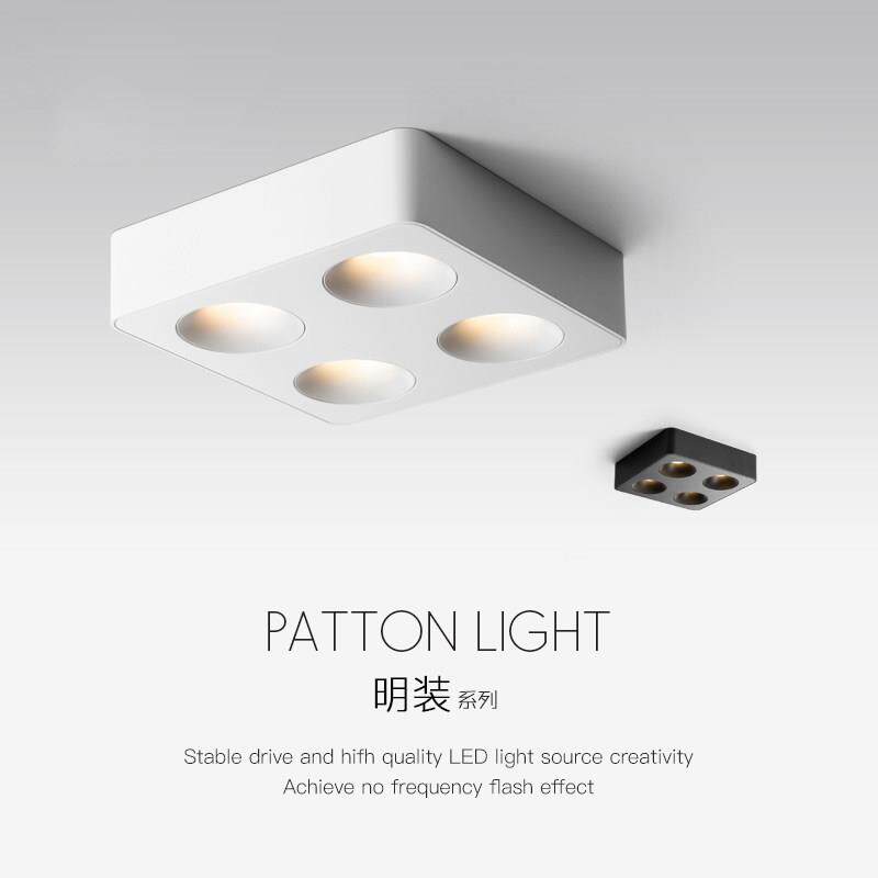 超薄明装射灯led防眩四头方形智能吸顶筒灯卧室客厅无主灯斗胆灯
