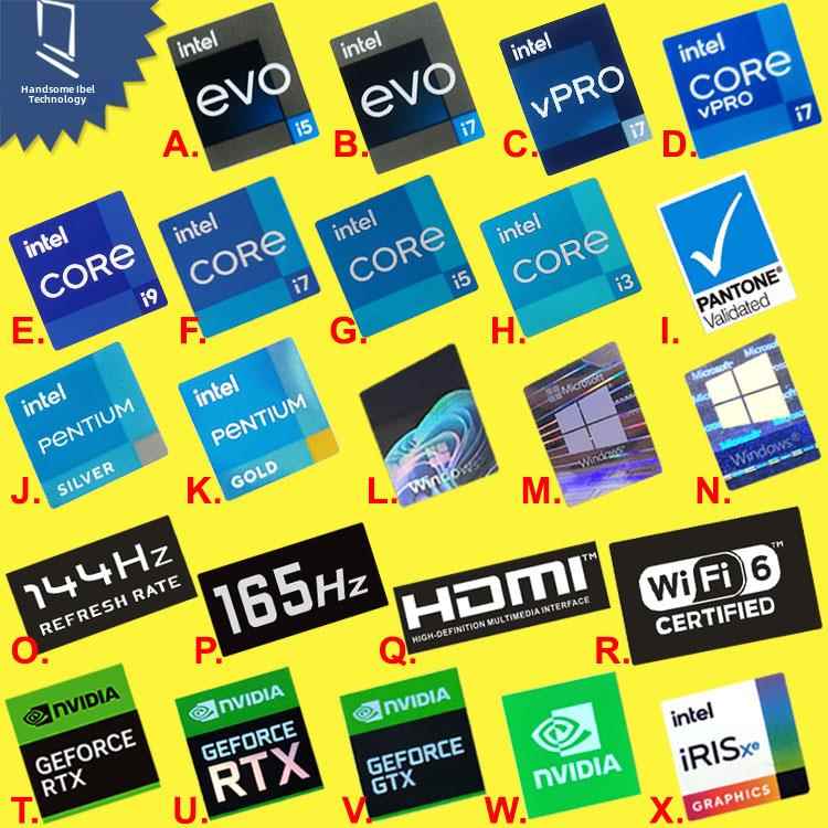 原装13代Evo I5 I7 Vpro贴纸Cpu I9 I3 HDMI笔记本电脑桌面标签