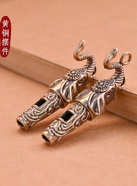 黄铜口哨钥匙扣挂件 教练纯铜龙头哨子 户外金属工艺品小商品配件