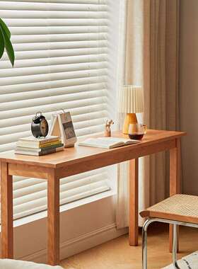 长条书桌子40cm北欧实木樱桃木极窄日式简约卧室靠墙写字台置物架