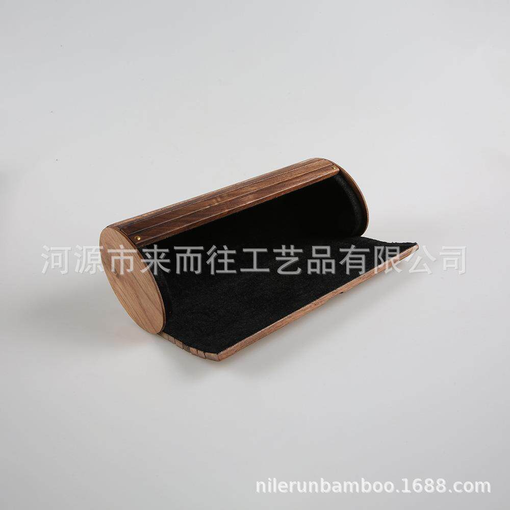创意椭圆形文具盒实木片条手工拼接儿童学生白领签字钢笔收纳盒