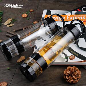 宜加美茶杯茶水分离杯双层玻璃泡茶杯家用口杯男可携式水杯夏季杯