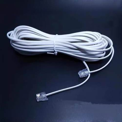 成品电话线2芯延长线白色二芯固话座机电话线室内电话连接线3/5米