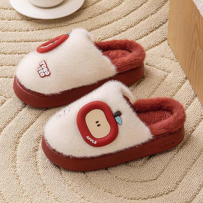 棉拖鞋女秋冬季室内家居保暖家用可爱厚底防滑冬天地板毛毛绒拖鞋