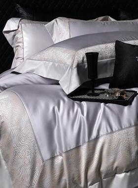 欧式高档高支1长2床0S提绒棉四件套KIO温柔色织花被套柔软棉质床