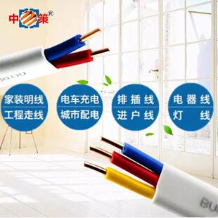 正品杭州中策BVVB2芯 3芯硬护套线国标100米纯铜芯家用电源空调线