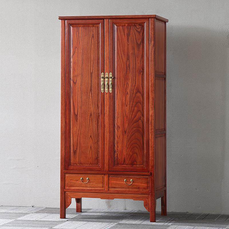 新中式仿古实木大衣柜雕花顶箱柜储藏柜高柜南榆木明清古典衣帽橱