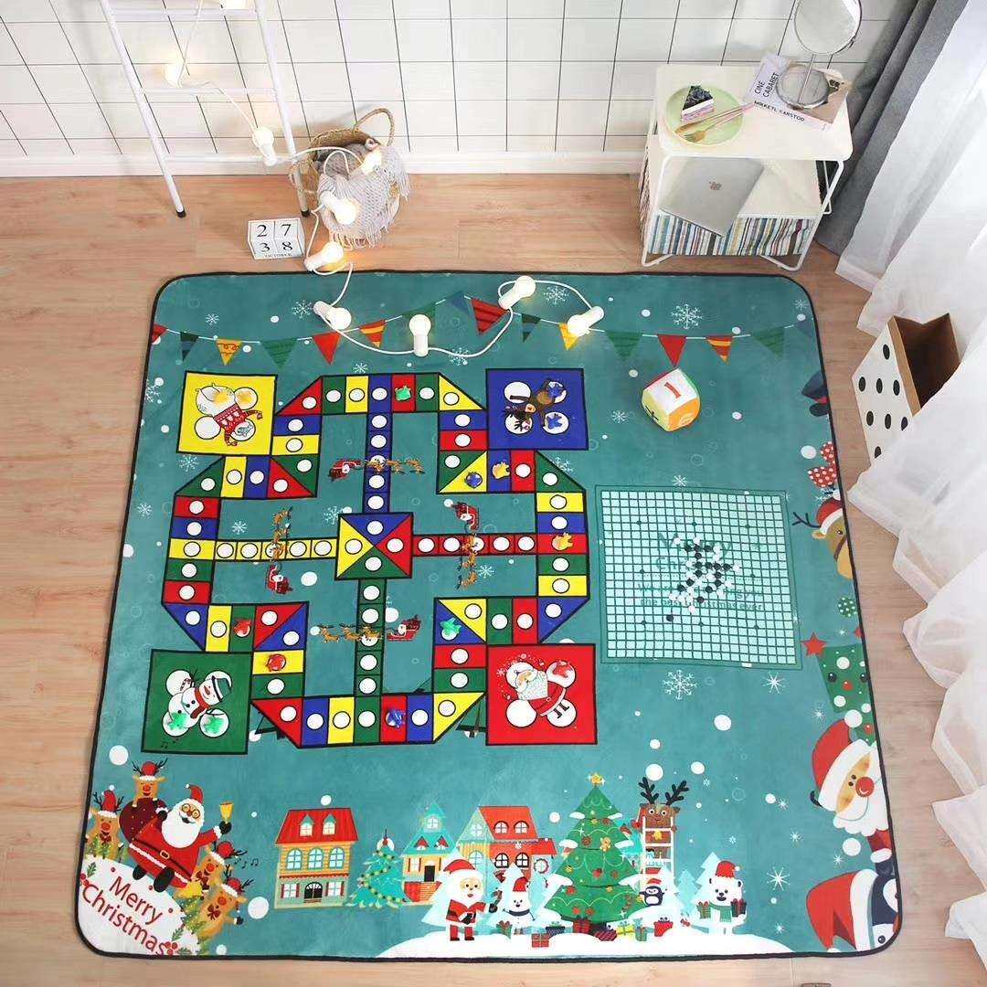 圣诞飞行棋地毯幼儿园卡通益智游戏垫儿童爬行地垫爬爬垫加厚大号