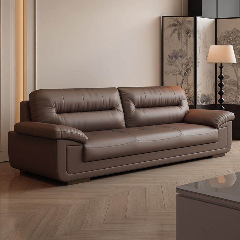 办公室沙发真皮简约中式高档三人位接待会议商务会客茶几组合套装