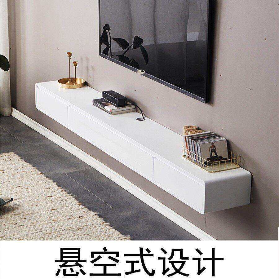 实木壁挂式悬空电视柜挂墙上悬挂客厅卧室小户型超窄白色极简挂壁