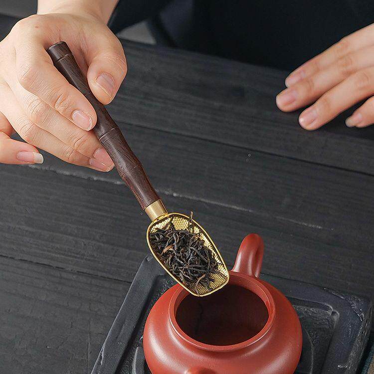 黑檀木合金茶勺茶铲茶匙功夫茶具茶道六君子零配取茶工具茶叶勺子