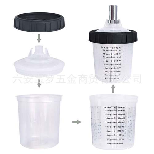 跨-气动喷0漆枪一次性油漆免洗壶50个600ml160/30/800境毫装升漆