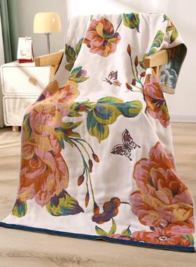 纱布浴巾160x80cm多功能小盖毯四季通用多层成人情侣海边