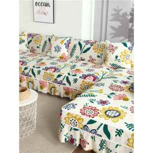 全包沙发套罩万能套四季通用贵妃组合防滑沙发垫巾纯棉加厚防猫抓