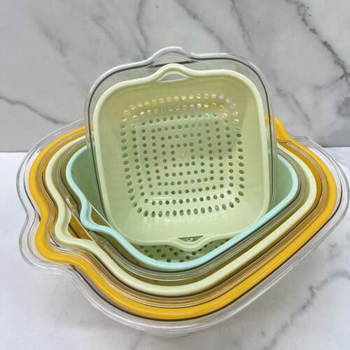 Dual-layer water-draining fruit basket for the living room,