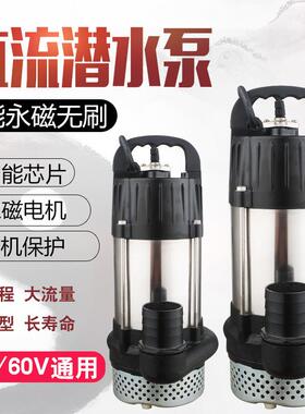智能永磁无刷直流潜水泵48v60v电频车抽水机家用大功率农用潜水泵
