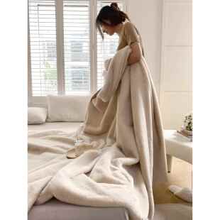 Alex 加厚披肩沙发毯纯色休闲单人毯午餐休息 Ferret长毛绒毯冬季