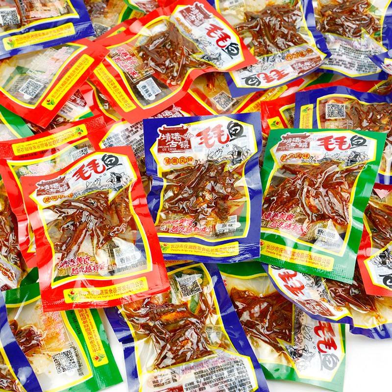 靖港古镇毛毛鱼500g野山椒香辣味鱼仔湖南特产麻辣小鱼仔熟食混装