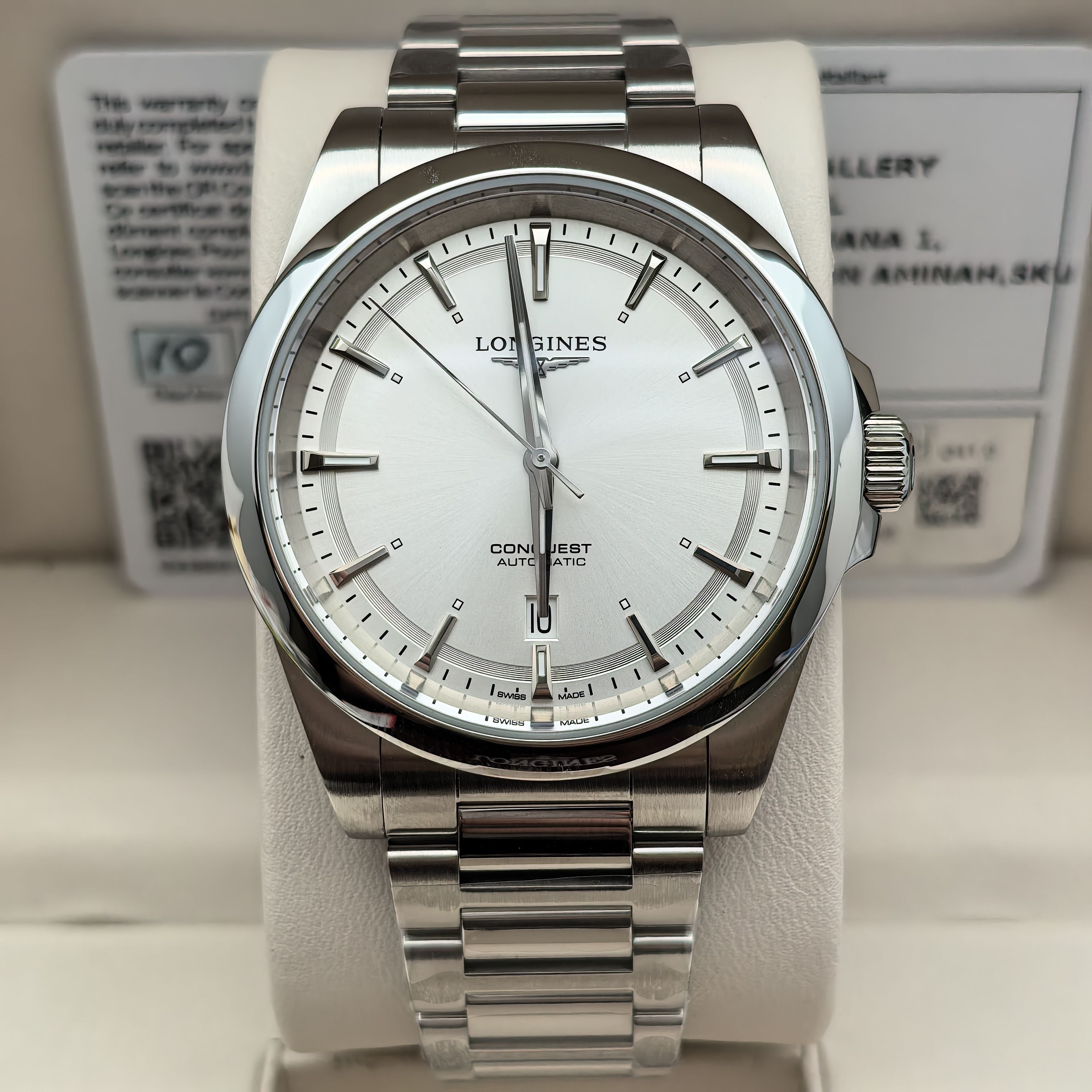 盒证[9.8新] 浪琴康卡斯精钢自动机械腕表41MM男表L3.830.4.72.6