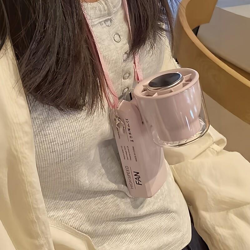 手持小风扇便携式户外小型挂脖风扇迷你充电涡轮数显制冷手持风扇