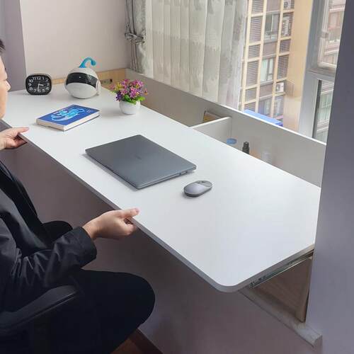 新型飘窗书桌改造抽拉式台面定制储物柜卧室儿童飘窗桌伸缩可锁定