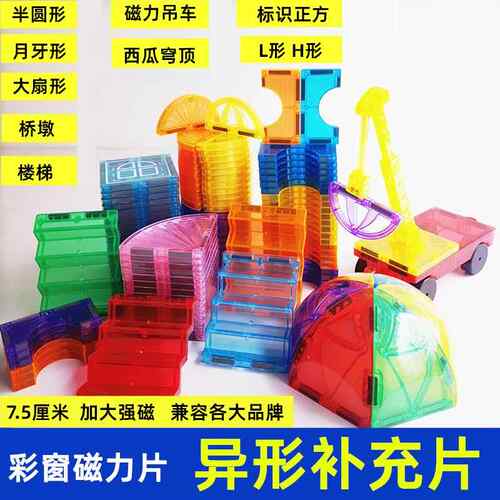 彩窗磁力片异形散片强磁大扇形半圆形西瓜穹顶楼梯磁力吊车补充装