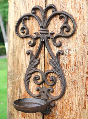 欧式田台园院铸铁形镂空壁挂烛台蜡烛复MMQ古拱怀旧装饰品庭家居