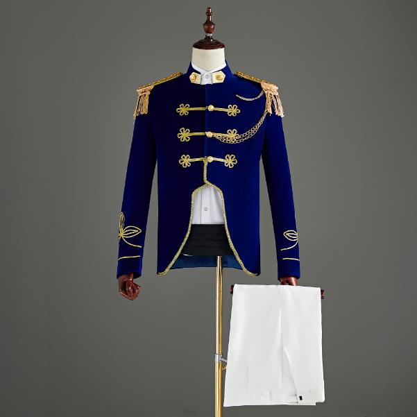 正品2022新款 蓝黑欧式宫廷装男女服夜场礼服适用1825岁夜场礼服