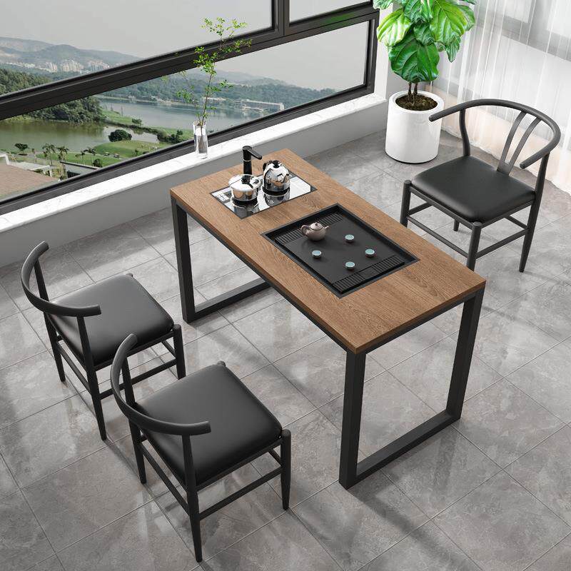 阳台茶桌带茶水柜办公室家用功夫茶台长方形小桌子简约现代茶桌椅