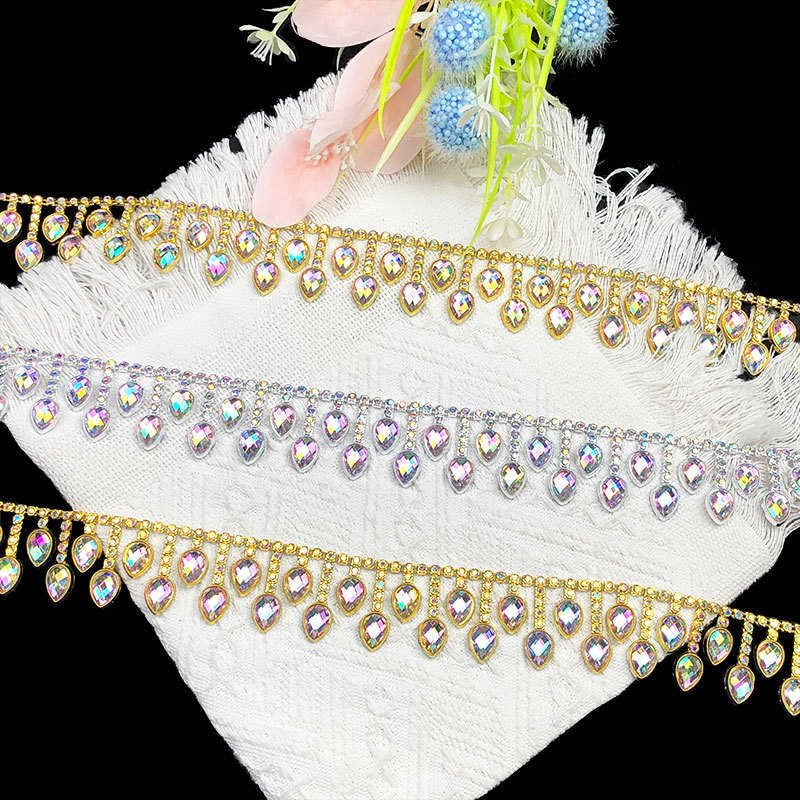 3.7cm新款水钻钻链花边配件diy手缝少数民族衣服窗帘苗族服装辅料