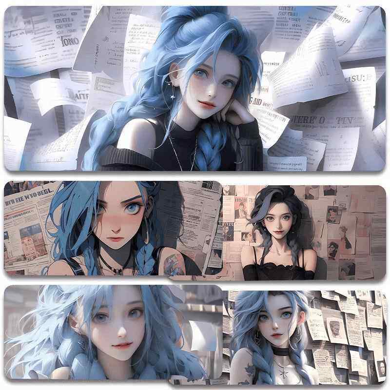 英雄联盟金克丝鼠标垫电竞游戏电脑桌桌垫学生宿舍卧室鼠标键盘垫