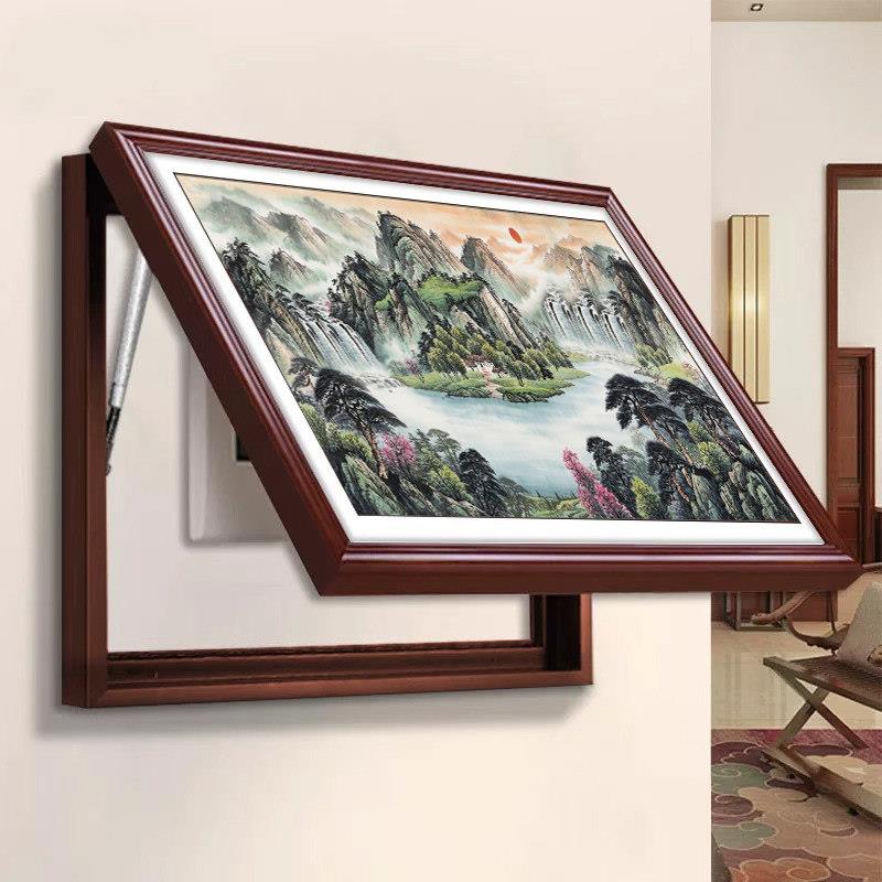 聚宝盆电表箱装饰画 画高级感客厅电闸遮挡盒壁画 画饭厅配电箱山