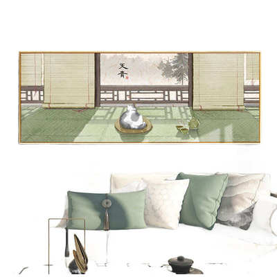 如意沙发背景猫床头横墙新平安装饰画中式版挂画lzf客厅卧室寓意
