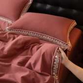 舒四尊客 秋冬简约绒棉件套纯棉套床单长磨毛被保XSXS暖全棉床笠