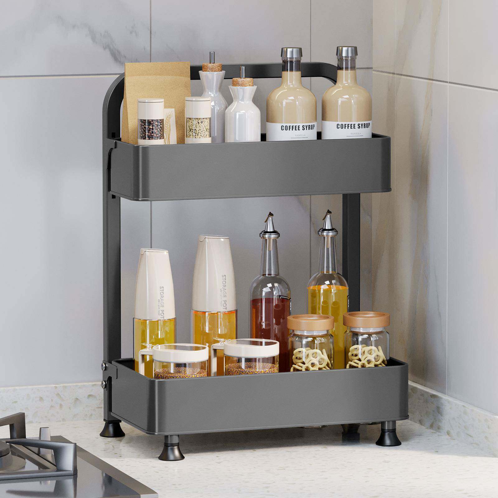 多功能房调料置物架台面料调料架窄款拆厨斜放油盐可酱醋调味多层