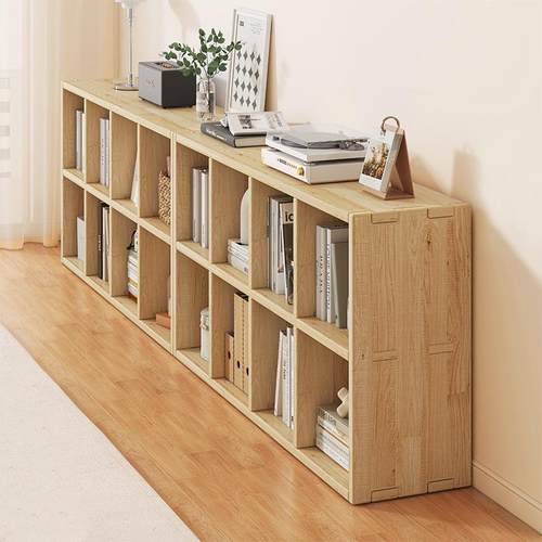 实木书架落地置物架幼儿园书柜一体靠墙儿童格子柜客厅简易收纳柜