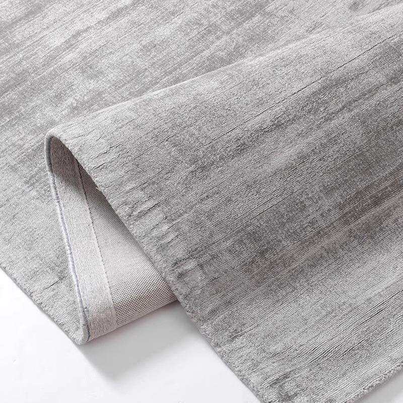 印度手工编织客厅地毯纯色灰色高端轻奢人棉丝北欧现代简约风