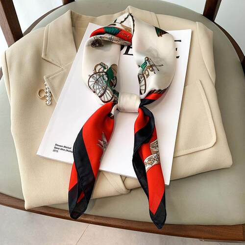 Luxury Brand Silk Satin Head Scarf For Women Animal Animal K