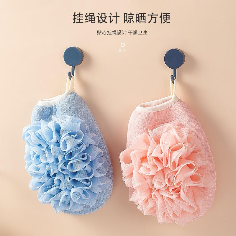 搓澡巾浴花二合一双面两用不伤皮肤澡巾细纱柔软搓背沐浴洗澡手套