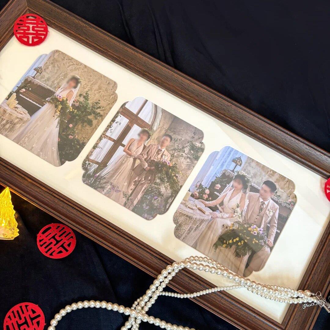 复古高级感婚纱照实木多宫格画框多联相框情侣照片打印摆件送人