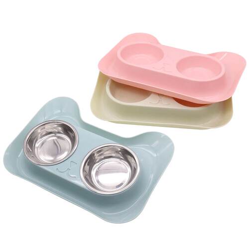 猫碗水粮一体猫粮碗防打翻猫盆宠物双碗用猫食盆猫咪饭碗小狗碗