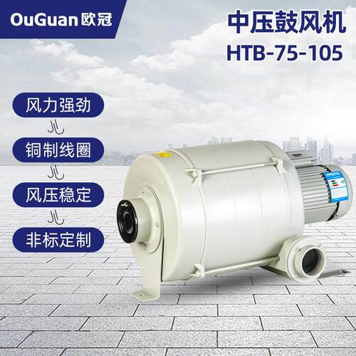 欧冠中压风机HTB75-105多段式鼓风机透浦式风机送风助燃输送
