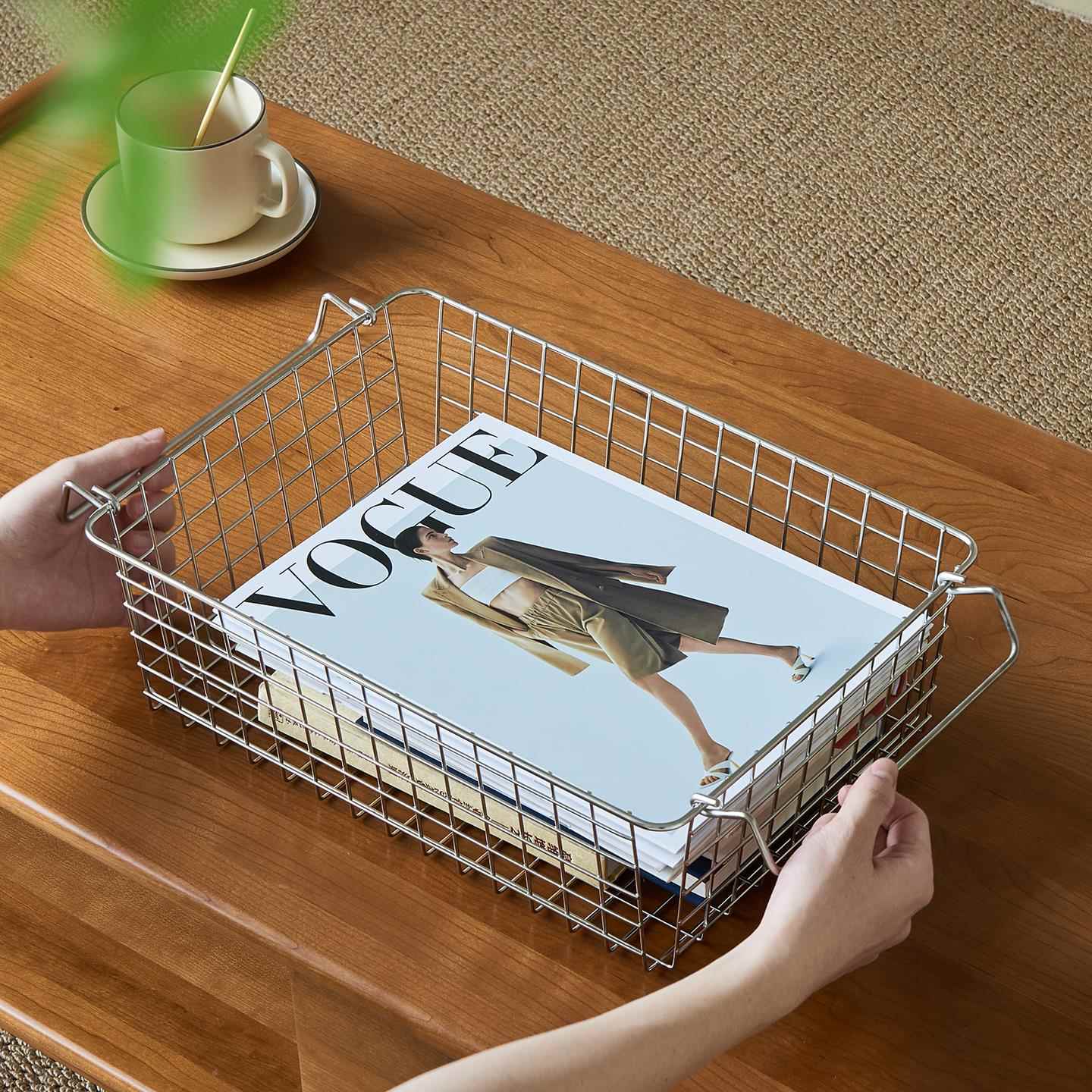 不锈钢收纳筐可叠加网篮杂物篮日式置物架适配拉篮