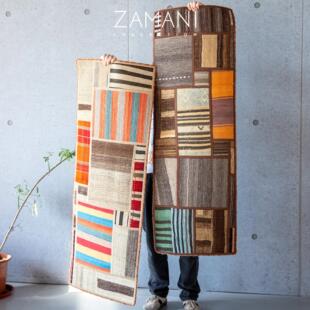 618新款！145x50 ZAMANI 平织拼接地毯 手工羊毛伊朗床边过道毯